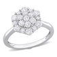 Original Amour 1 CT TW Diamond Cluster Engagement Ring in 10k White Gold