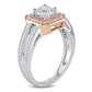 Original Amour 1 CT TW Diamond Halo Split Shank Engagement Ring in 2-Tone Rose and White 14k Gold