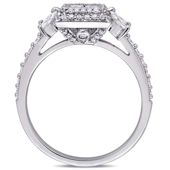 Original Amour 1 CT TW Princess-cut Diamond Quad Halo 14K White Gold Engagement Ring