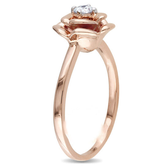 Original Amour 10k Pink Gold 1/7 CT TDW Diamond Floral Ring