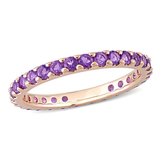 Original Amour 10k Pink Gold 7/8 CT TGW Amethyst Eternity Ring