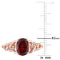 Original Amour 10k Rose Gold 1 3/8 CT TGW Oval Garnet and Diamond Accent Link Ring