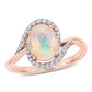 Original Amour 10K Rose Gold 1 CT TGW Ethiopian Blue Opal and 1/7 CT TDW Diamond Cocktail Ring