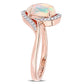 Original Amour 10K Rose Gold 1 CT TGW Ethiopian Blue Opal and 1/7 CT TDW Diamond Cocktail Ring