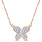 Original AMOUR 1/8 CT TDW Diamond Butterfly Pendant with Chain In 10K Rose Gold