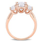 Original Amour 10k Rose Gold 3 CT TGW Created White Moissanite 3 Stone Ring