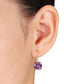 Original AMOUR 7 CT TGW Cushion Cut Checkerboard Amethyst Earrings with Diamonds In 10K Rose Gold