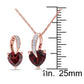 Original AMOUR 2-piece Set Of Heart Shaped Garnet and Diamond Earrings and Pendant with Chain In 10K Rose Gold