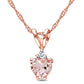 Original AMOUR Heart Shaped Morganite and Diamond Pendant with Chain In 10K Rose Gold