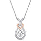 Original AMOUR 1/5 CT TW Diamond Teardrop and Heart Motif Pendant with Chain In 2-Tone 10K White and Rose Gold