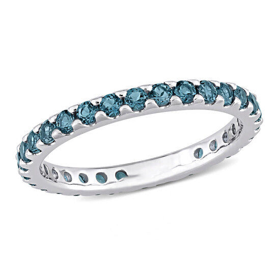 Original Amour 10k White Gold 1 1/2 CT TGW London Blue Topaz Eternity Ring