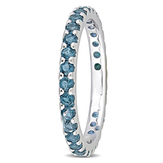 Original Amour 10k White Gold 1 1/2 CT TGW London Blue Topaz Eternity Ring