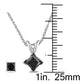 Original AMOUR 1 1/2 CT TW Black Princess Cut Diamond Solitaire Pendant with Chain and Earrings Set In 10K White Gold