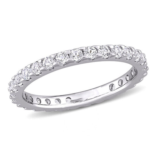 Original Amour 10k White Gold 1 1/3 CT TGW White Topaz Eternity Ring