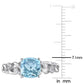 Original Amour 10k White Gold 1 3/4 CT Cushion Sky Blue Topaz & 1/10 CT TW Diamond Link Ring