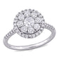 Original Amour 10k White Gold 1 CT TW Diamond Composite Round Halo Engagement Ring