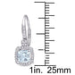 Original AMOUR Cushion Cut Aquamarine and 1/5 CT TW Diamond Halo Leverback Earrings In 10K White Gold