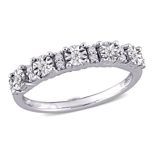 Original Amour 10k White Gold 1/10 CT TDW Diamond Eternity Ring