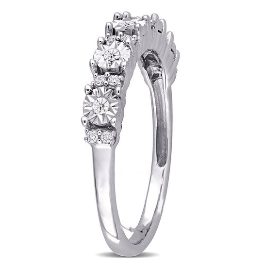 Original Amour 10k White Gold 1/10 CT TDW Diamond Eternity Ring