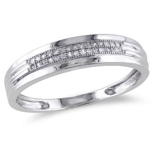 Original Amour 10k White Gold 1/10 CT TW Diamond Men's Wedding Band Ring