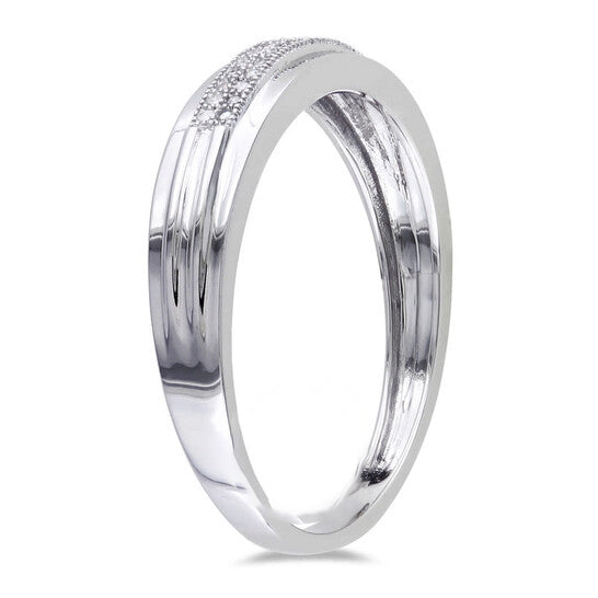 Original Amour 10k White Gold 1/10 CT TW Diamond Men's Wedding Band Ring