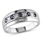 Original Amour 10k White Gold 1/2 CT TDW Black and White Diamond Men's Wedding Band Ring