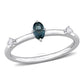 Original Amour 10k White Gold 1/3 CT TGW Oval London Blue Topaz and White Topaz Stackable Ring