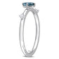 Original Amour 10k White Gold 1/3 CT TGW Oval London Blue Topaz and White Topaz Stackable Ring