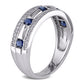 Original Amour 10k White Gold 1/4 CT TDW Diamond and Sapphire Anniversary Band Ring