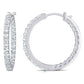 Original AMOUR 1 5/8 CT TGW Aquamarine Inside Outside Hoop Earrings In 10K White Gold