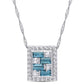 Original AMOUR 2 1/7 CT TGW Baguette London-blue Topaz and White Topaz Geometric Pendant with Chain In 10K White Gold