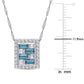 Original AMOUR 2 1/7 CT TGW Baguette London-blue Topaz and White Topaz Geometric Pendant with Chain In 10K White Gold