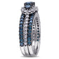 Original Amour 10k White Gold 2 CT Blue and White Diamond Bridal Ring Set