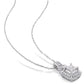 Original AMOUR 2-piece Set Of 5/8 CT TW Princess and Round Diamond Cluster Stud Earrings and Pendant with Chain In 10K White Gold