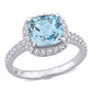 Original Amour 10K White Gold 3 1/2 CT TGW Sky Blue Topaz and White Topaz Halo Ring