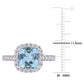 Original Amour 10K White Gold 3 1/2 CT TGW Sky Blue Topaz and White Topaz Halo Ring