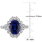 Original Amour 10K White Gold 4 1/6 CT TGW Created Blue Sapphire and 1/5 CT TDW Diamond Cocktail Ring