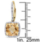 Original AMOUR 5 45 CT TGW Cushion Cut Citrine and 1/5 CT TW Diamond Halo Leverback Earrings In 10K White Gold