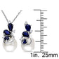 Original AMOUR 7.5 - 9 Mm Cultured Freshwater Pearl 1/10 CT TW Diamond and Blue Sapphire 3-sTone Earrings and Pendant with Chain Set In 10K White Gold