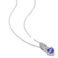 Original AMOUR Diamond and Heart Shaped Tanzanite Pendant with Chain In 10K White Gold