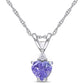 Original AMOUR Heart Shaped Tanzanite and Diamond Pendant with Chain In 10K White Gold