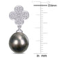 Original AMOUR 10-10.5mm Black Tahitian Cultured Pearl and 1/5 CT TDW Diamond Flower Drop Earrings In 10K White Gold