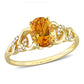 Original Amour 10k Yellow Gold 1 1/10 CT TGW Oval Madeira Citrine and Diamond Accent Link Ring