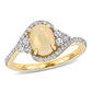 Original Amour 10K Yellow Gold 1 CT TGW Ethiopian Yellow Opal and White Sapphire with 1/5 CT TDW Diamond Halo Ring