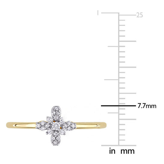 Original Amour 10k Yellow Gold 1/10 CT TDW Diamond Floral Ring