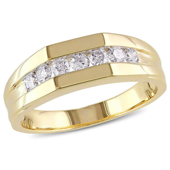 Original Amour 10k Yellow Gold 1/2 CT TDW Diamond Men's Wedding Band Ring