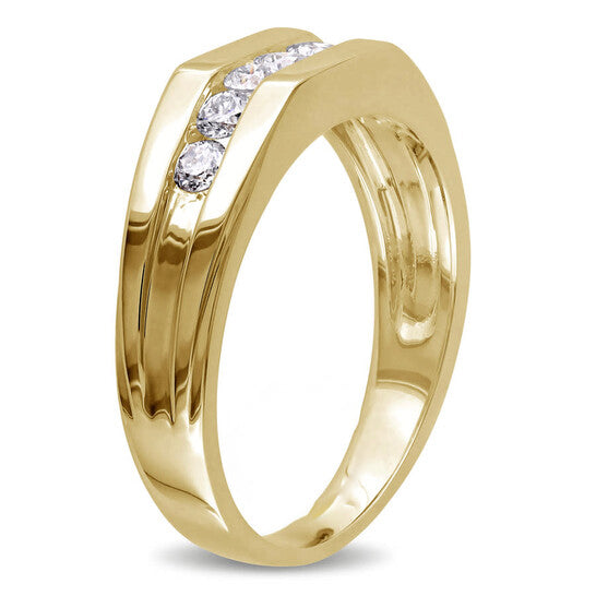 Original Amour 10k Yellow Gold 1/2 CT TDW Diamond Men's Wedding Band Ring