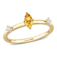 Original Amour 10k Yellow Gold 1/3 CT TGW Marquise Citrine and White Topaz Stackable Ring