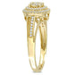 Original Amour 10k Yellow Gold 1/4 CT TDW Diamond Halo Engagement Ring