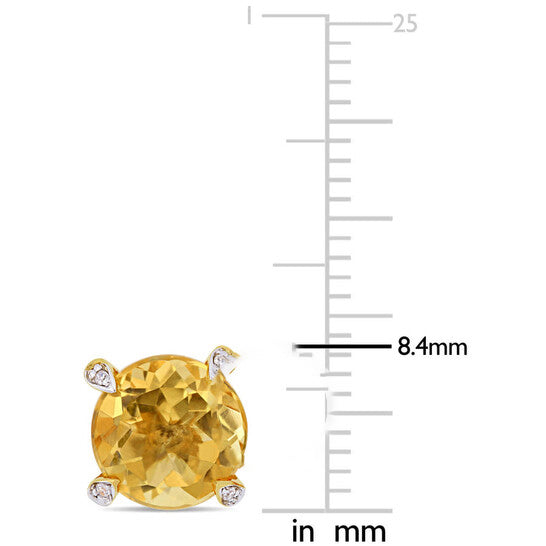 Original AMOUR 3 5/8 CT TGW Citrine and 1/10 CT TW Diamond Martini Stud Earrings In 10K Yellow Gold